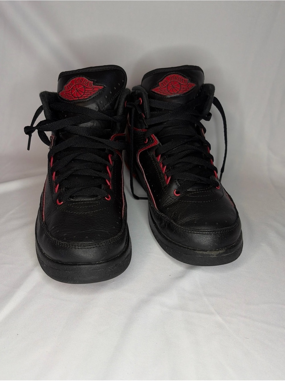 Jordan Black and Red Mid-Top Basketball Sneakers